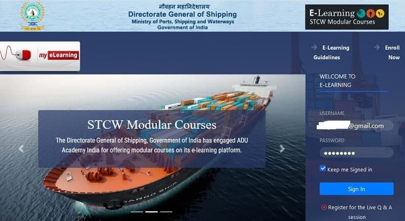 DG Shipping ELearning STCW Module